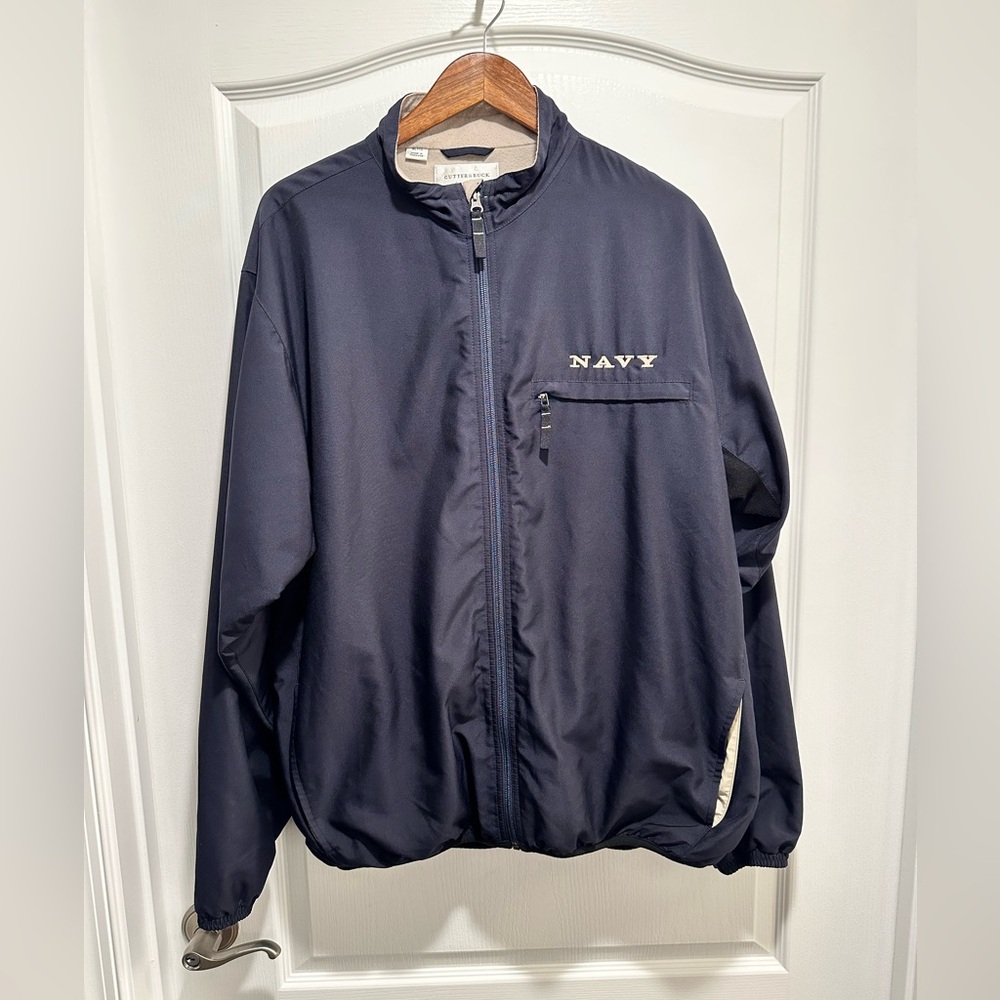 Cutter & Buck Men’s Blue Jacket with Embroidered “Navy,” Size XL / TG